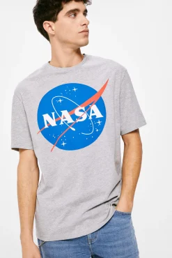 * Camiseta Logo Nasa Gris Medio Outlet