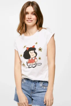 * Camiseta Mafalda Crochet Hombros Amarillo Online