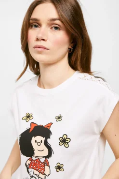 * Camiseta Mafalda Crochet Hombros Amarillo Online
