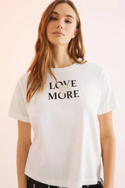 Women'secret Camiseta Manga Corta 100% Algodon Frase Beige