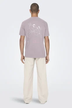 Only & Sons Camiseta Manga Corta Panthera Rosa Morado