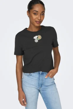 Only Camiseta Manga Corta Peanuts Negro
