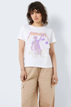 Noisy May Camiseta Manga Corta Print Frontal Blanco New