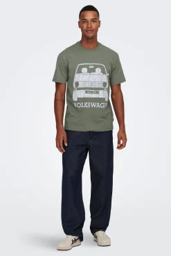 Only & Sons Camiseta Manga Corta Volkswagen Marron Medio Online
