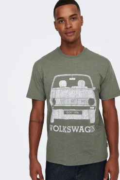Only & Sons Camiseta Manga Corta Volkswagen Marron Medio Online