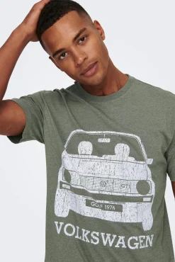 Only & Sons Camiseta Manga Corta Volkswagen Marron Medio Online