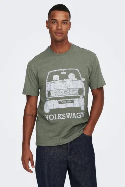 Only & Sons Camiseta Manga Corta Volkswagen Marron Medio Online