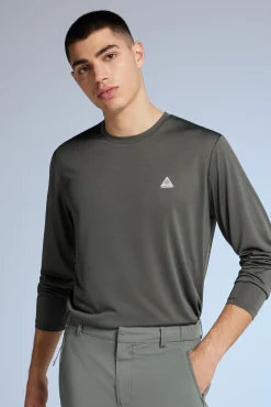 * Camiseta Oudoor Combinada Kaki Oscuro Clearance