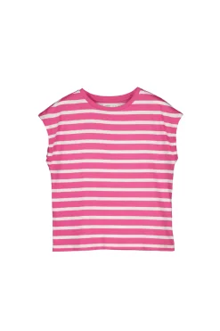* Camiseta Rayas Cuello Contraste Morado Outlet