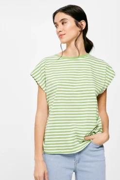 * Camiseta Rayas Cuello Contraste Verde