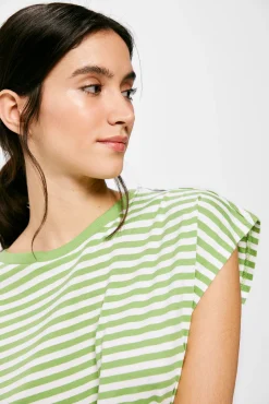 * Camiseta Rayas Cuello Contraste Verde