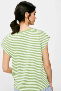 * Camiseta Rayas Cuello Contraste Verde