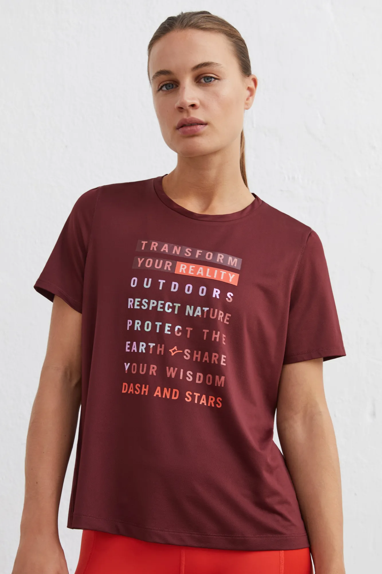 Dash and Stars Camiseta Tecnica Transpirable Granate Estampado Online