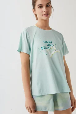 Dash and Stars Camiseta Tejido Tecnico Logo Azul Verde Sale