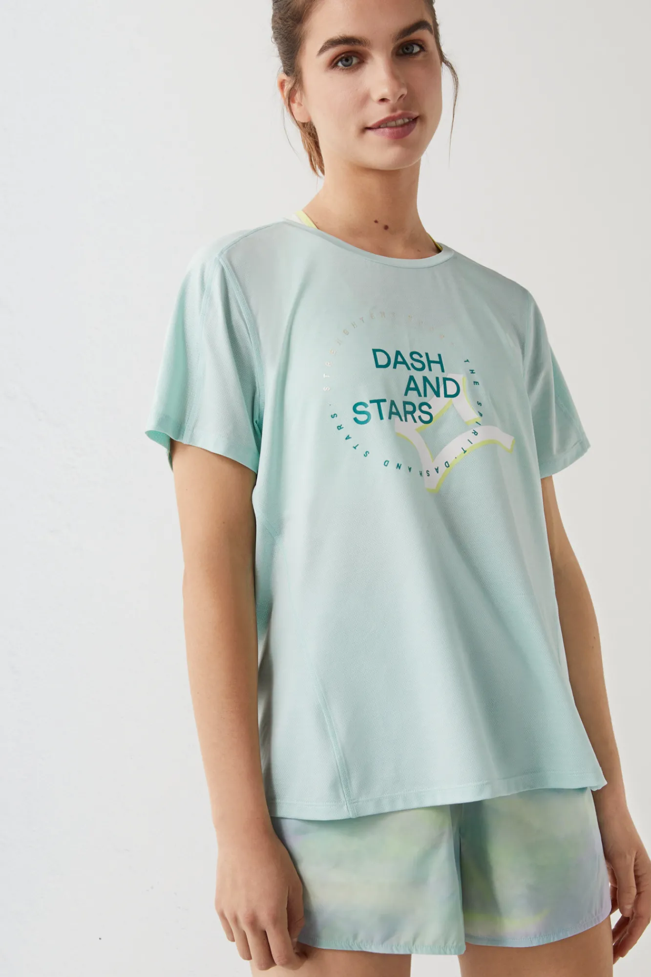 Dash and Stars Camiseta Tejido Tecnico Logo Azul Verde Sale