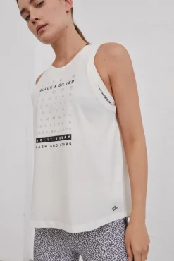 Dash and Stars Camiseta Tirantes 100% Algodon Blanco Beige Clearance