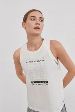 Dash and Stars Camiseta Tirantes 100% Algodon Blanco Beige Clearance