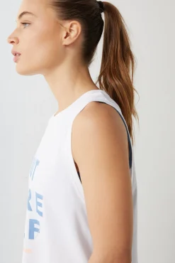 Dash and Stars Camiseta Tirantes 100% Algodon Blanco Beige New