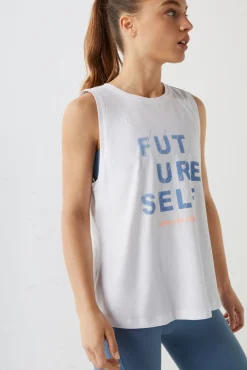 Dash and Stars Camiseta Tirantes 100% Algodon Blanco Beige New