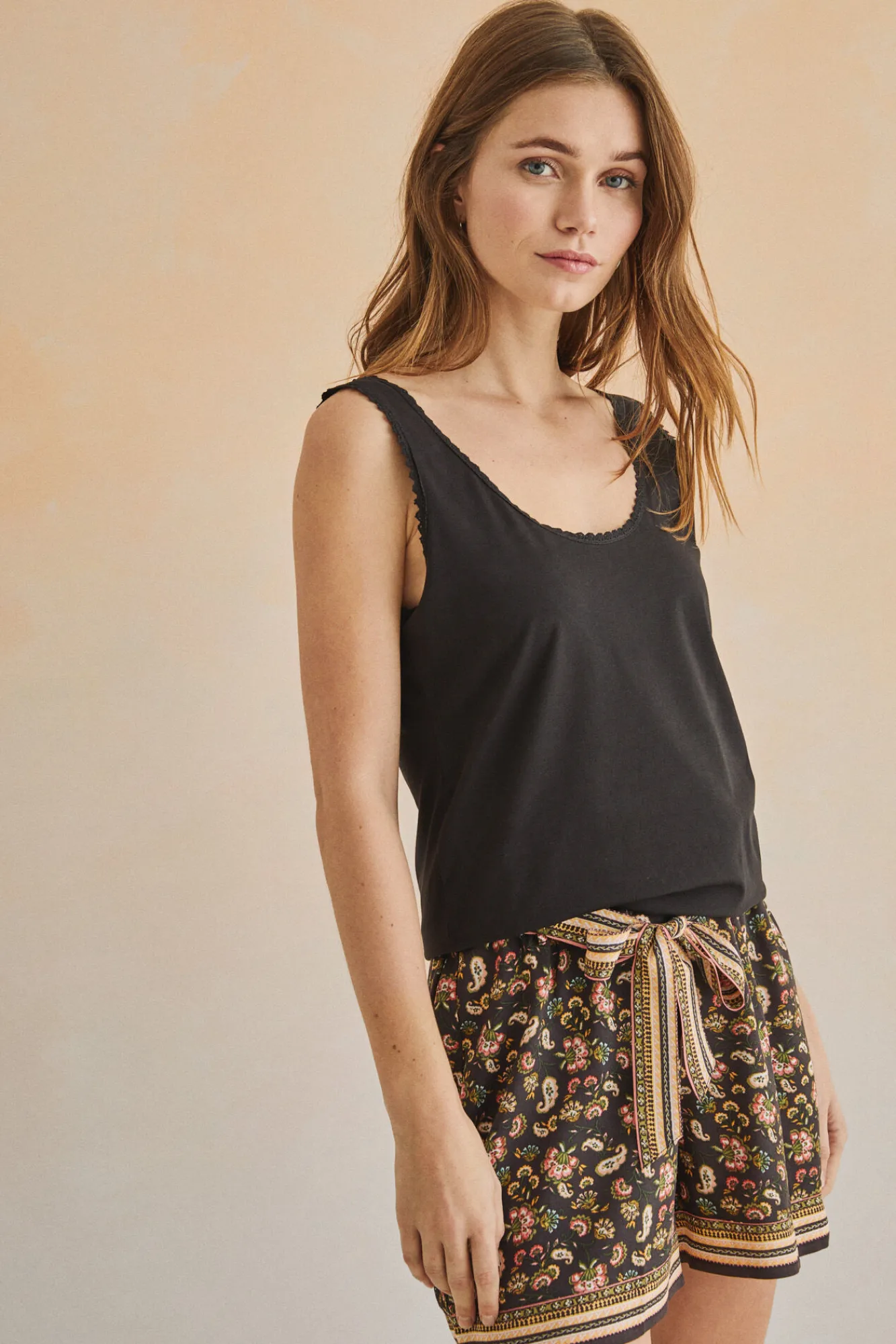 Women'secret Camiseta Tirantes Algodon Encaje Negro Sale