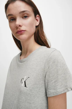 Calvin Klein Camison De Algodon Con Logotipo De Gris Discount