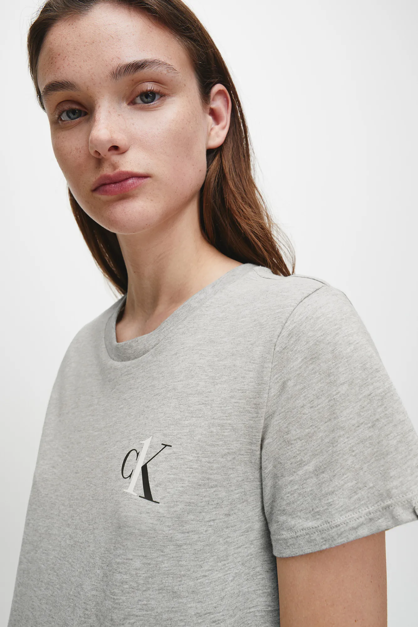 Calvin Klein Camison De Algodon Con Logotipo De Gris Discount