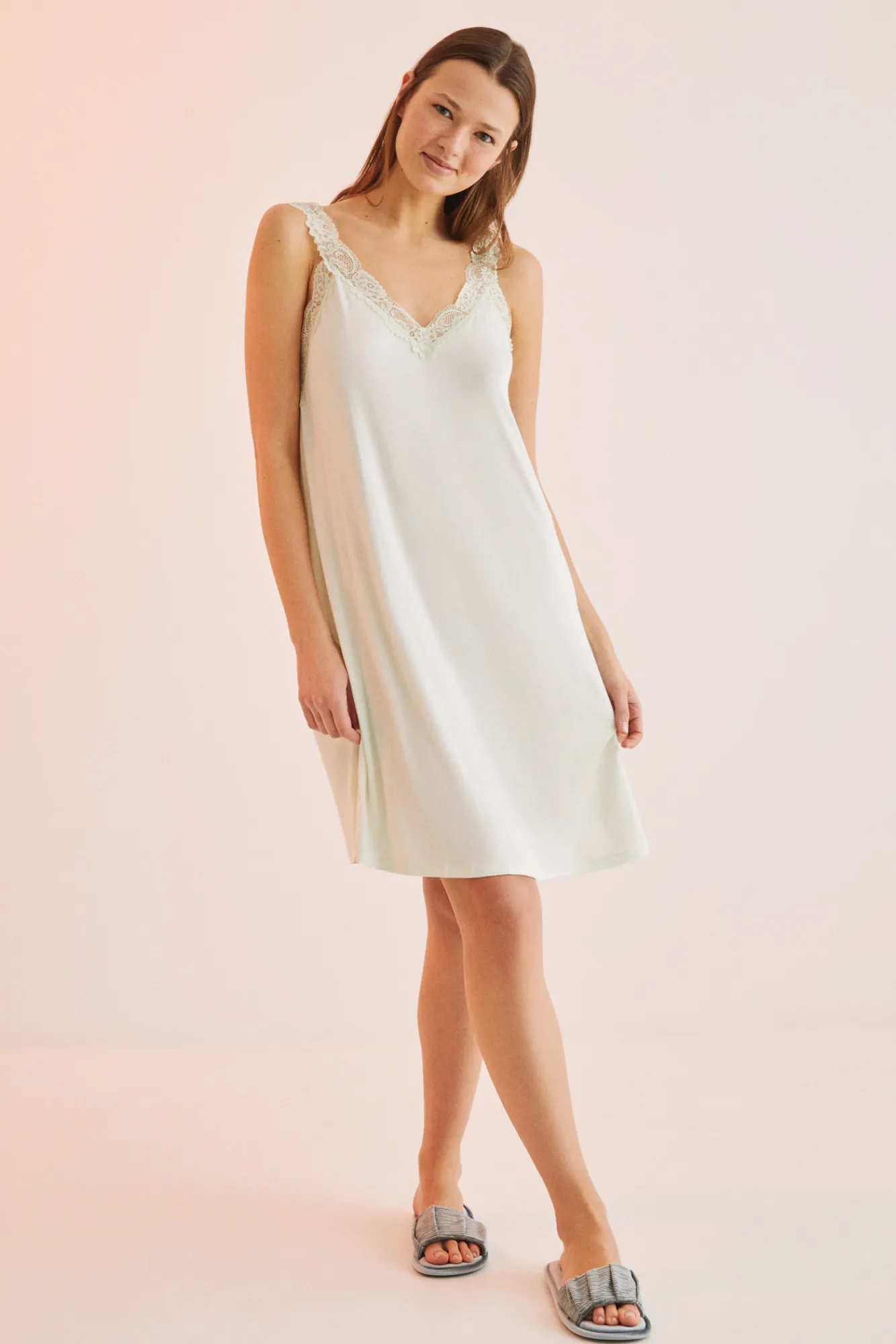 Women'secret Camison Tirantes Encaje Verde Estampado Online