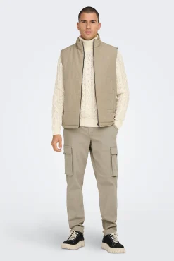 Only & Sons Chaleco Acolchado Marron Medio Hot
