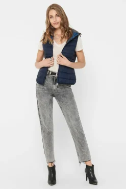 Only Chaleco Acolchado Con Capucha. Azul Medio Discount