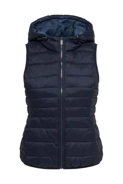 Only Chaleco Acolchado Con Capucha. Azul Medio Discount