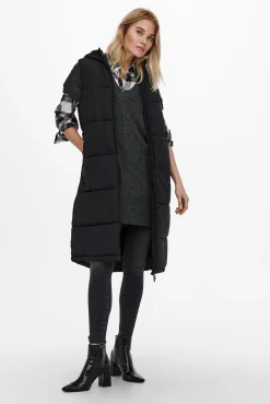 Only Chaleco Acolchado Con Capucha Negro Hot