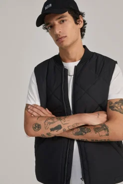 * Chaleco Acolchado Cuello Bomber Negro Best