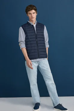 * Chaleco Acolchado Cuello Bomber Navy