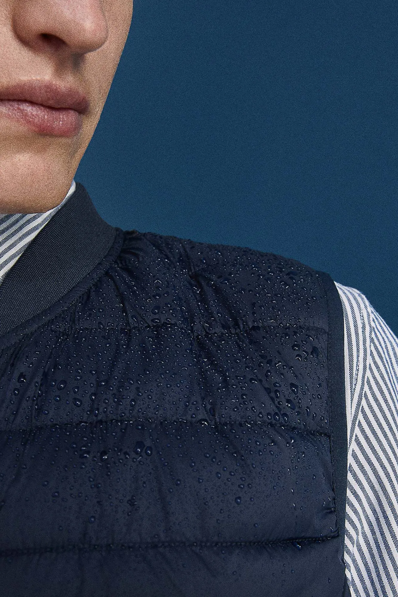 * Chaleco Acolchado Cuello Bomber Navy