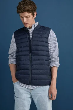 * Chaleco Acolchado Cuello Bomber Navy