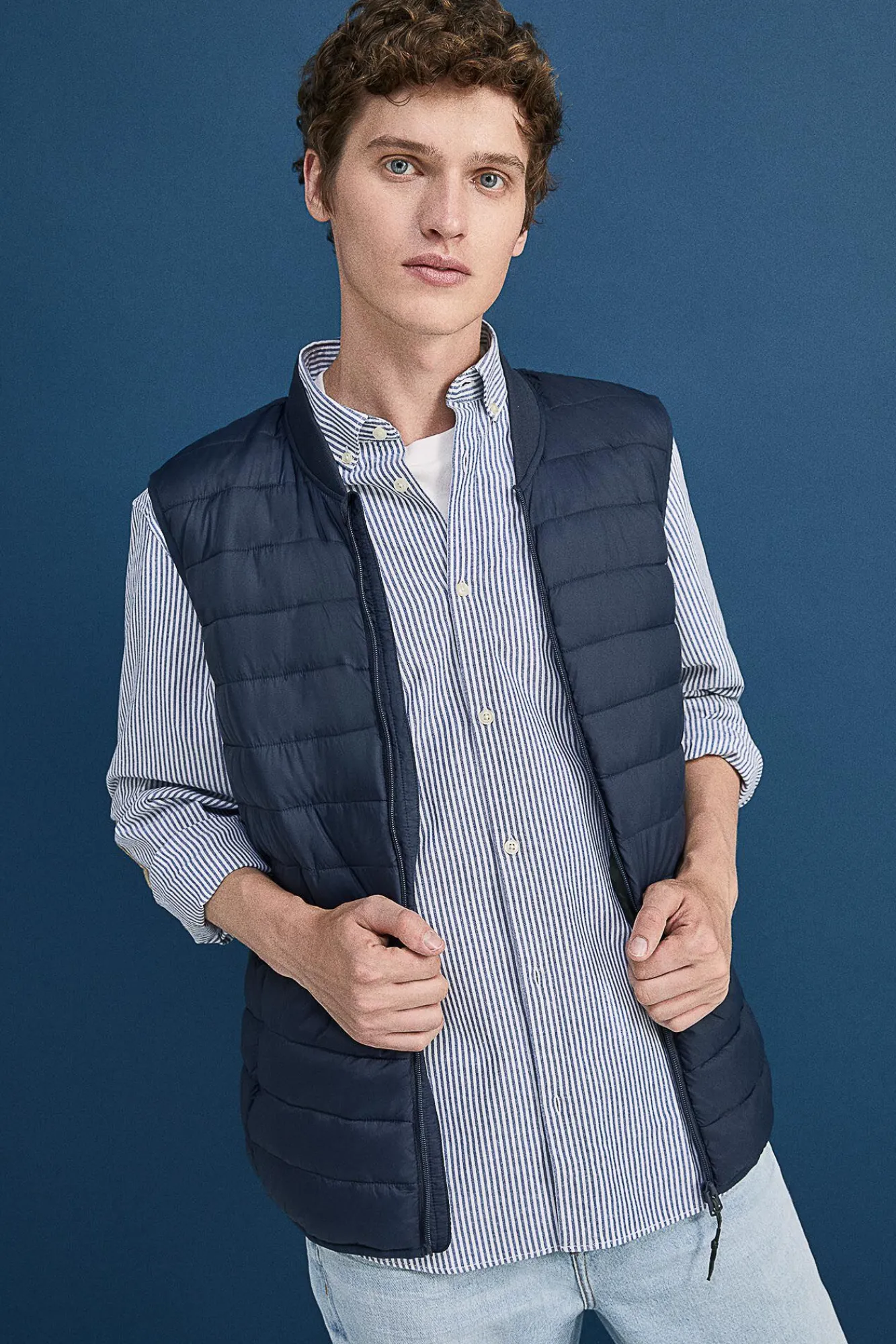 * Chaleco Acolchado Cuello Bomber Navy