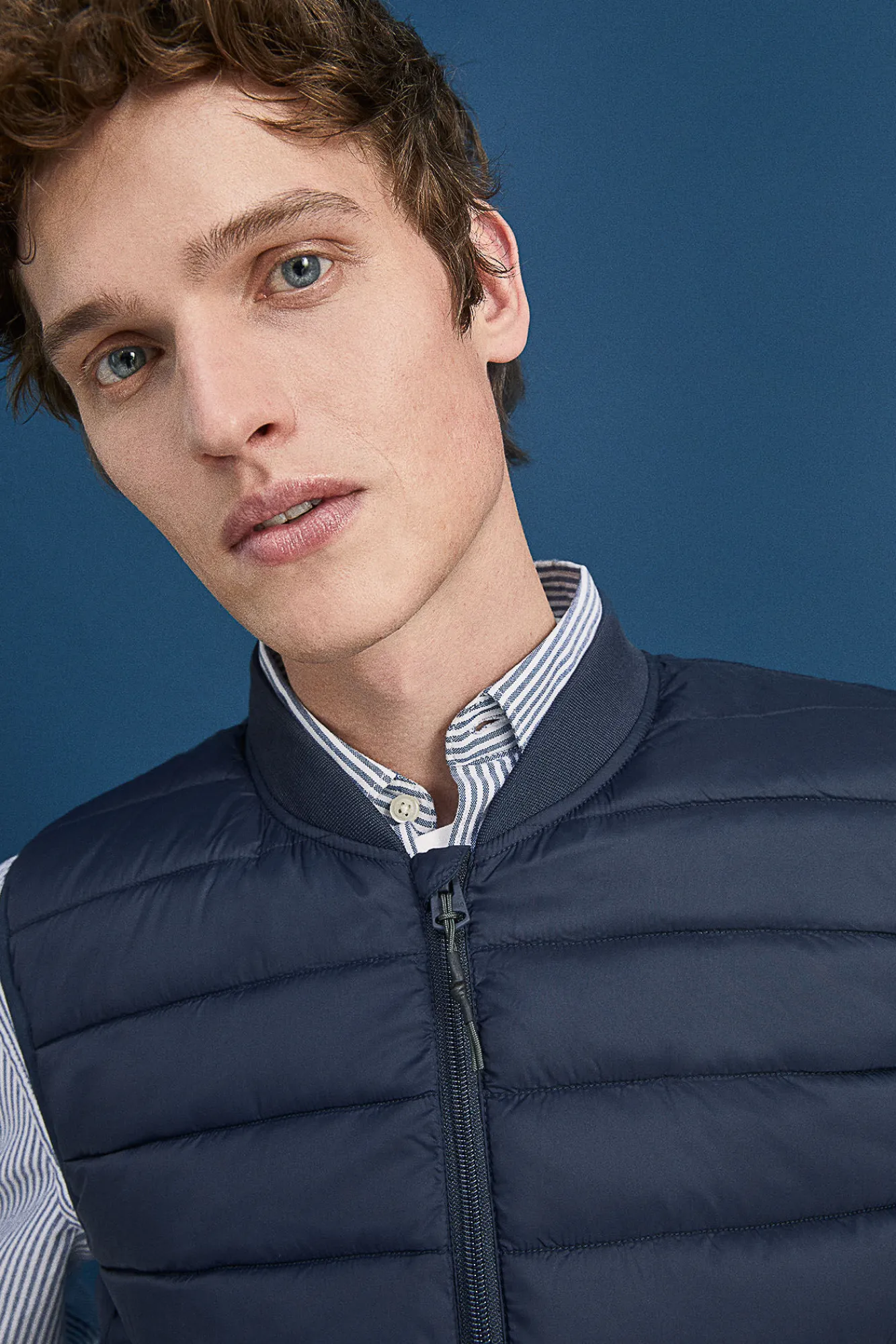 * Chaleco Acolchado Cuello Bomber Navy