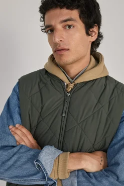 * Chaleco Acolchado Cuello Bomber Kaki Oscuro