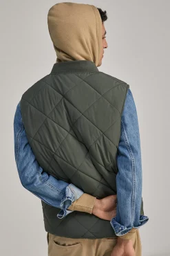* Chaleco Acolchado Cuello Bomber Kaki Oscuro