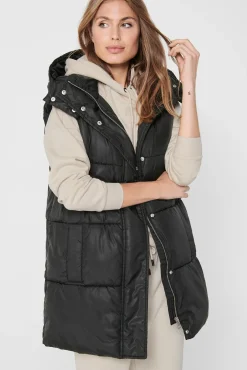 Only Chaleco Capucha Y Bolsillos Negro Outlet