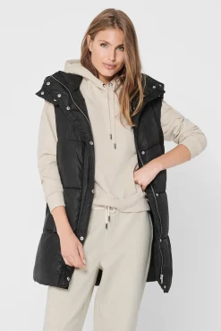 Only Chaleco Capucha Y Bolsillos Negro Outlet
