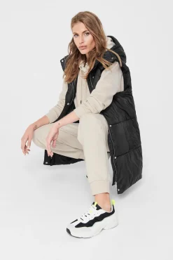 Only Chaleco Capucha Y Bolsillos Negro Outlet