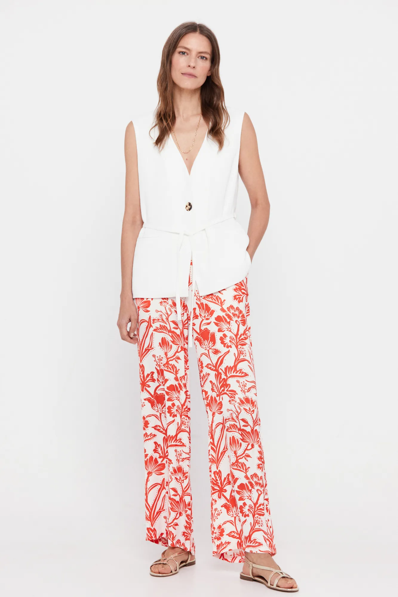 Cortefiel Chaleco Corte Slim Blanco Clearance