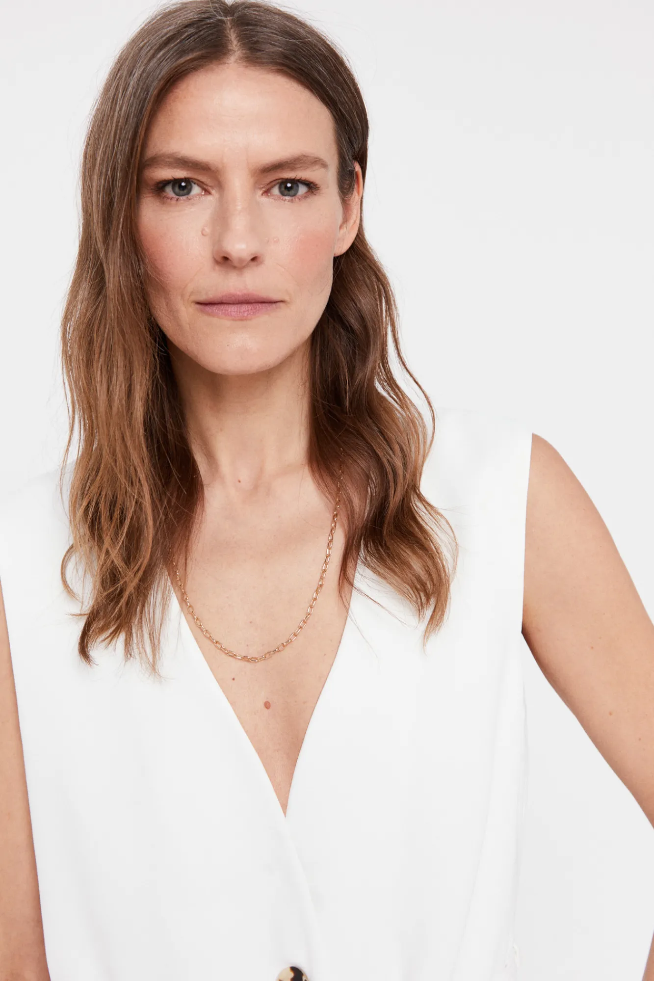 Cortefiel Chaleco Corte Slim Blanco Clearance