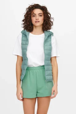 Only Chaleco De Mujer Ultraligero Con Capucha Azul Medio Sale