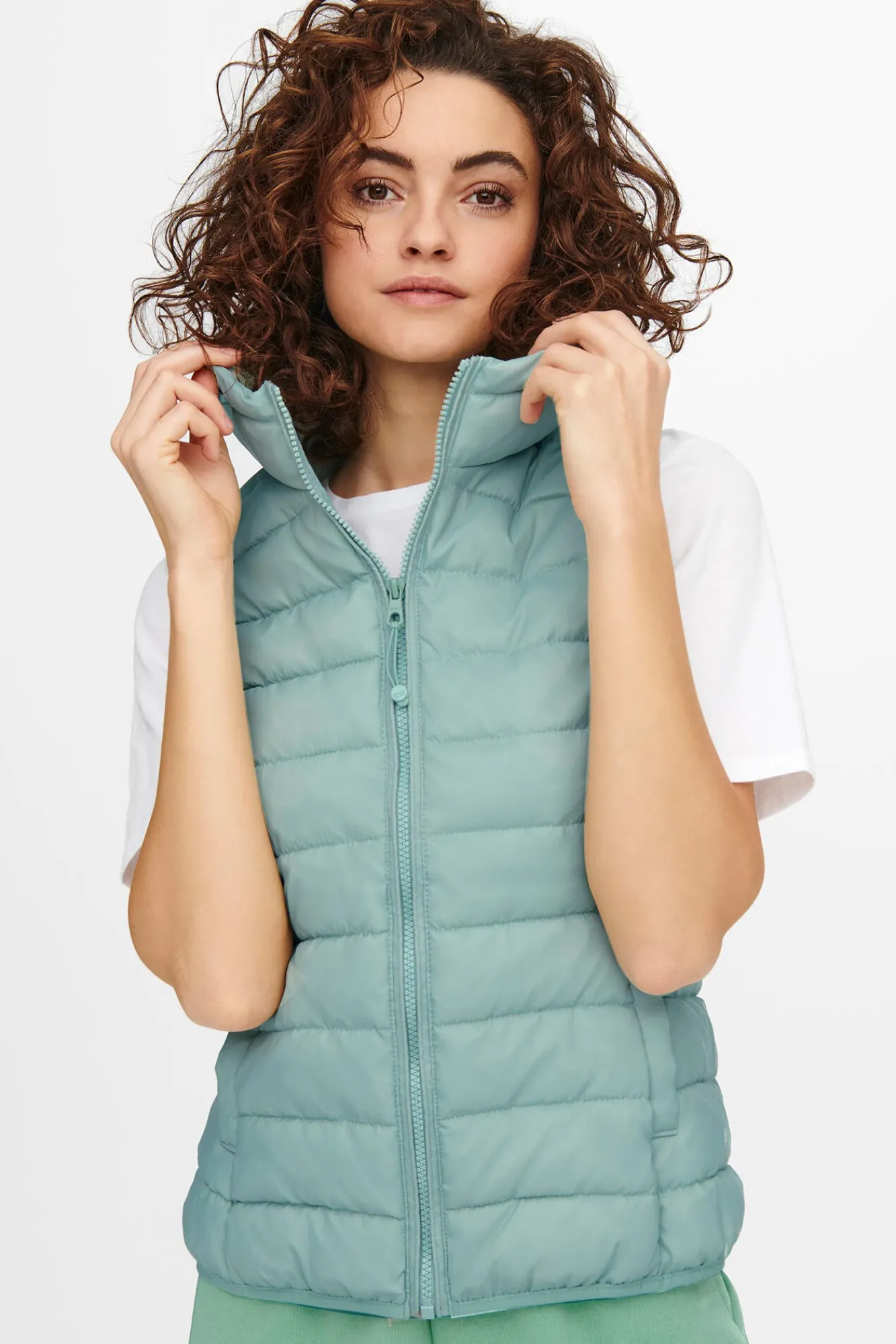 Only Chaleco De Mujer Ultraligero Con Capucha Azul Medio Sale