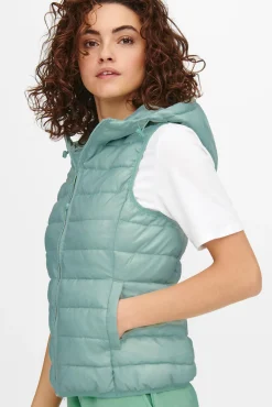 Only Chaleco De Mujer Ultraligero Con Capucha Azul Medio Sale