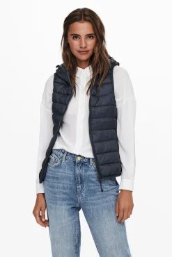 Only Chaleco De Mujer Ultraligero Con Capucha Azul Medio Best