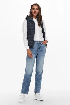 Only Chaleco De Mujer Ultraligero Con Capucha Azul Medio Best