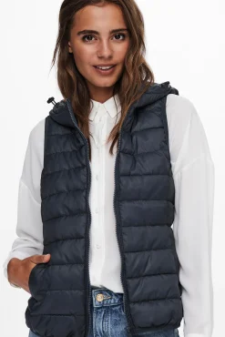 Only Chaleco De Mujer Ultraligero Con Capucha Azul Medio Best